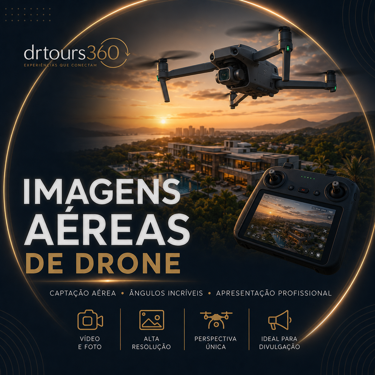 Exemplo de captação de imagens aéreas com drone